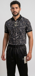 Men’s Black Printed Polo Shirt